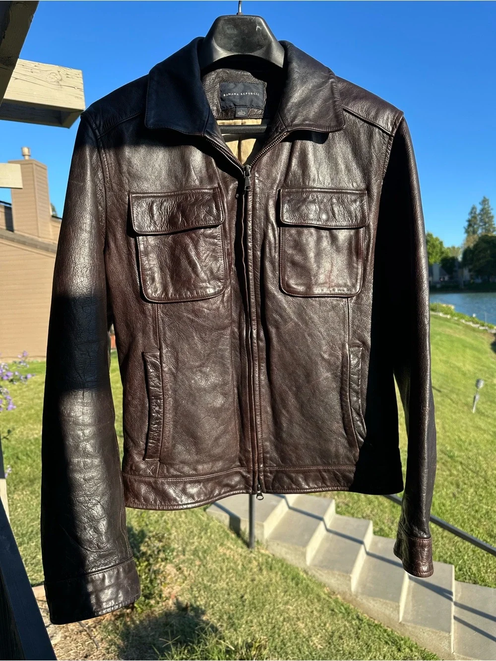 Banana Republic Dark Brown Leather Bomber Jacket